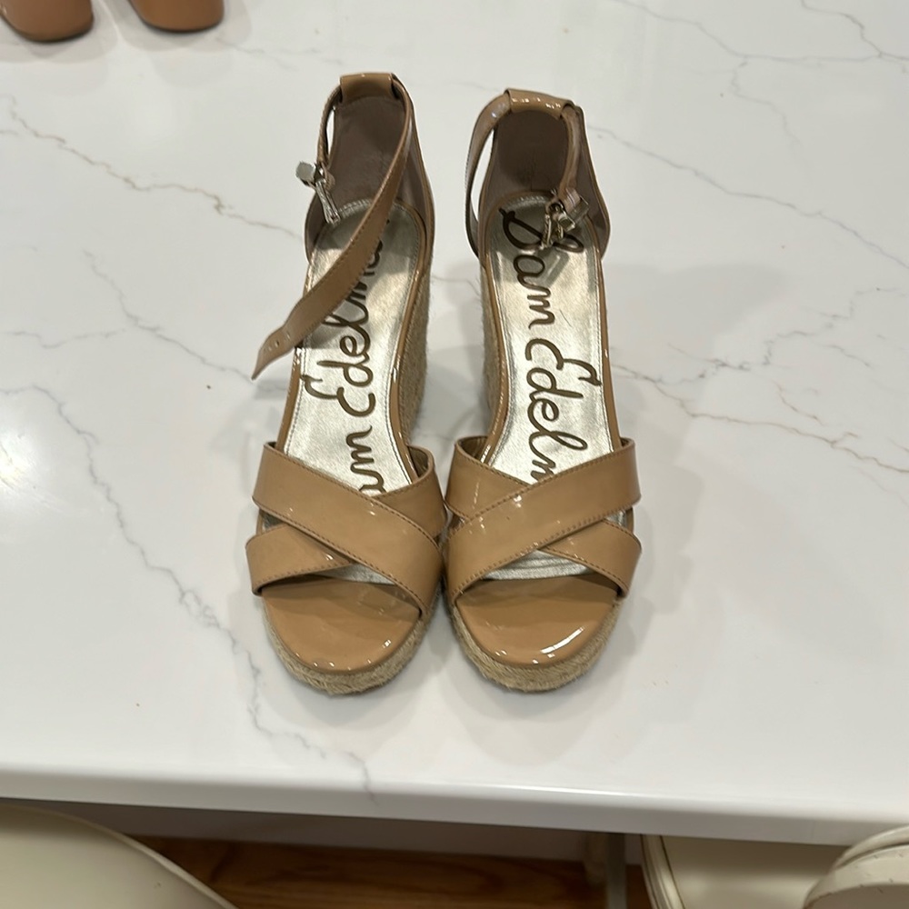 Sam Edelman Beige Strappy Wedges